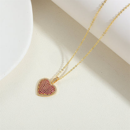 Copper 14K Gold Plated Vintage Style Simple Style Commute Cross Heart Shape Inlay Zircon Pendant Necklace