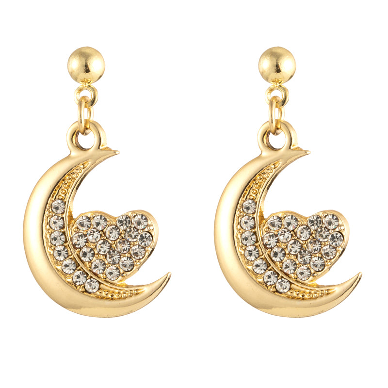 1 Pair Casual Cute Star Moon Alloy Rhinestones Gold Plated Silver Plated Drop Earrings