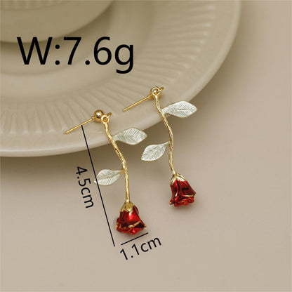 1 Pair Vintage Style Simple Style Flower Enamel Plating Copper 18K Gold Plated Drop Earrings