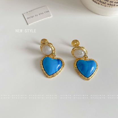 1 Pair Marine Style Simple Style Heart Shape Plating Copper 18K Gold Plated Drop Earrings Ear Cuffs