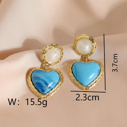 1 Pair Marine Style Simple Style Heart Shape Plating Copper 18K Gold Plated Drop Earrings Ear Cuffs