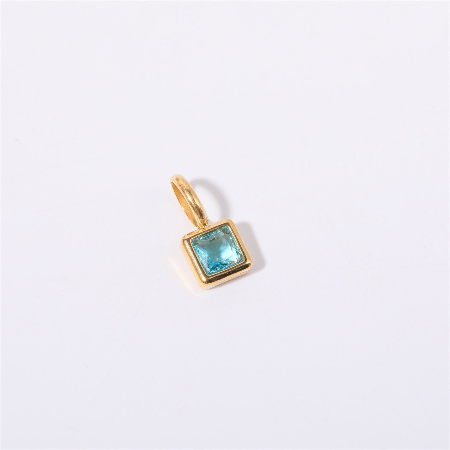 Titanium Steel Simple Style Geometric Square Diamond Pendant Necklace