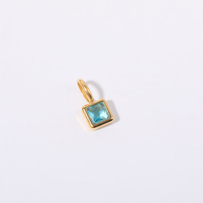 Titanium Steel Simple Style Geometric Square Diamond Pendant Necklace