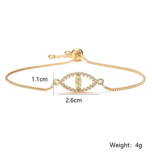 Copper 18K Gold Plated Simple Style Commute Human Inlay Zircon Bracelets