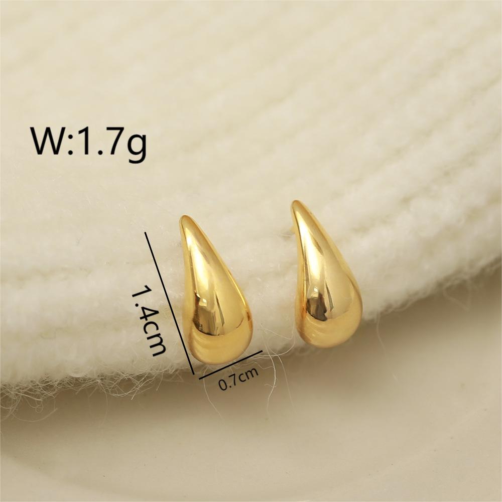 1 Pair Vintage Style Simple Style Water Droplets Plating Copper 18K Gold Plated Ear Studs