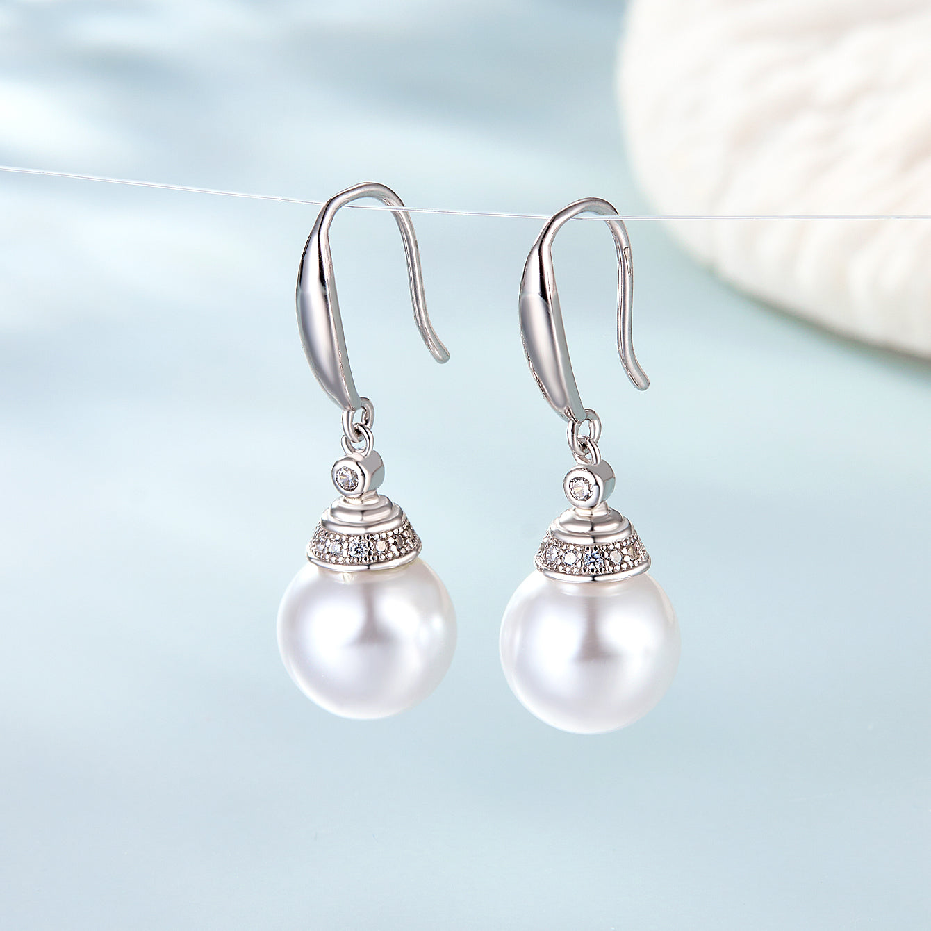 1 Pair Elegant Wedding Pastoral Round Inlay Imitation Pearl Pearl Zircon White Gold Plated Gold Plated Ear Studs Ear Hook