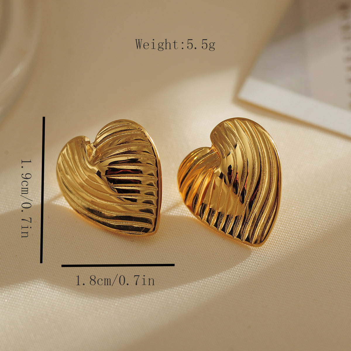 1 Pair Simple Style Heart Shape Inlay Stainless Steel Zircon 18K Gold Plated Earrings