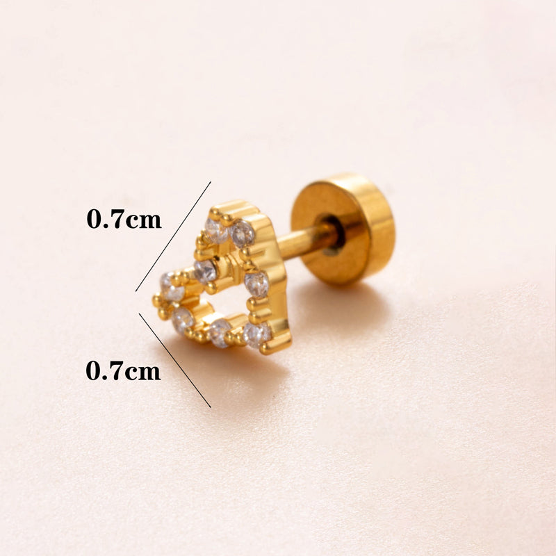 1 Piece Ear Cartilage Rings & Studs Classic Style Geometric Stainless Steel Copper Polishing Plating Inlay Zircon 18K Gold Plated Ear Cartilage Rings & Studs