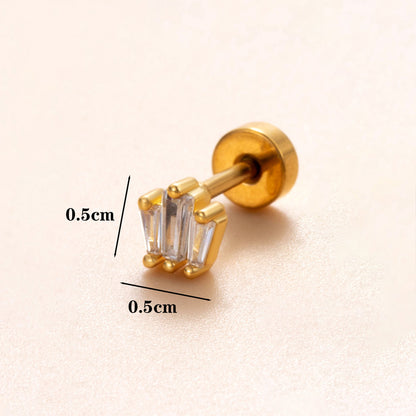 1 Piece Classic Style Heart Shape Polishing Plating Stainless Steel Copper Zircon 18K Gold Plated Ear Studs