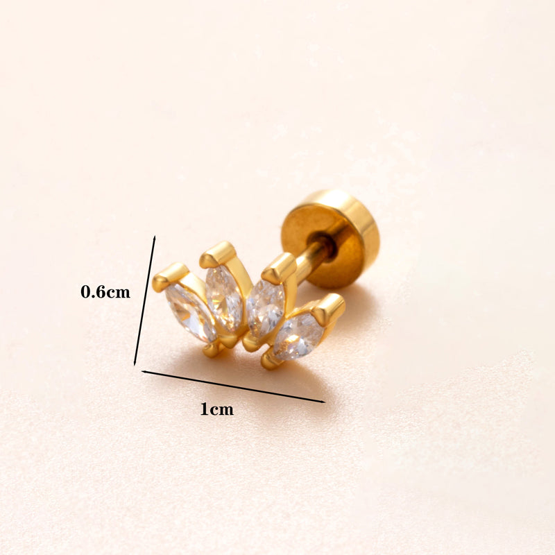 1 Piece Classic Style Heart Shape Polishing Plating Stainless Steel Copper Zircon 18K Gold Plated Ear Studs