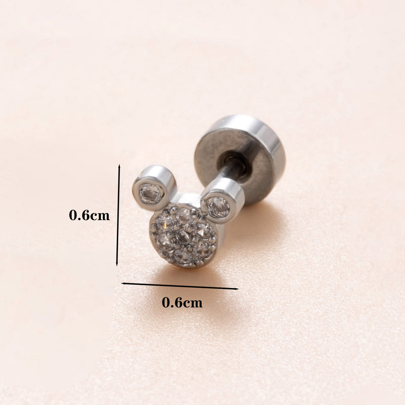 1 Piece Classic Style Heart Shape Polishing Plating Stainless Steel Copper Zircon 18K Gold Plated Ear Studs