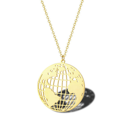 Stainless Steel 18K Gold Plated Simple Style Map Hollow Out Pendant Necklace Necklace