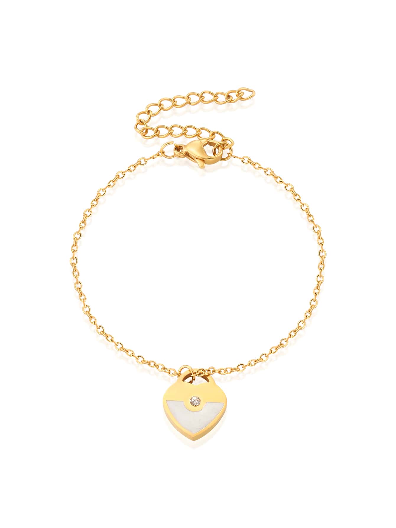 Stainless Steel 18K Gold Plated IG Style Round Heart Shape Inlay Zircon Bracelets