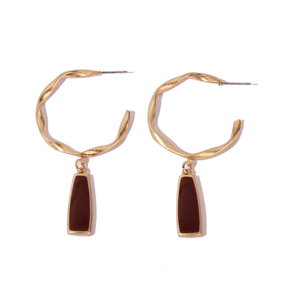 1 Pair IG Style Nordic Style French Style Geometric Enamel Metal Gold Plated Drop Earrings