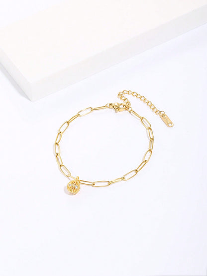 Copper 18K Gold Plated IG Style Fashion Heart Shape Ball Inlay Zircon Bracelets