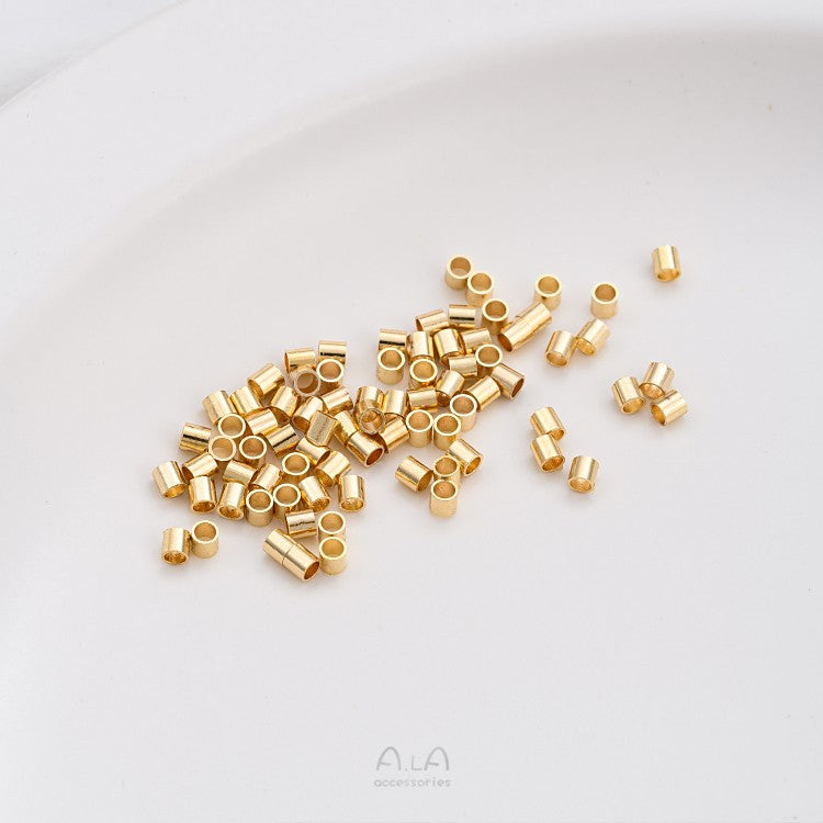 100 Pieces Diameter 1.5mm Diameter: 2.5mm Diameter 3mm Copper 14K Gold Plated Solid Color Polished Beads