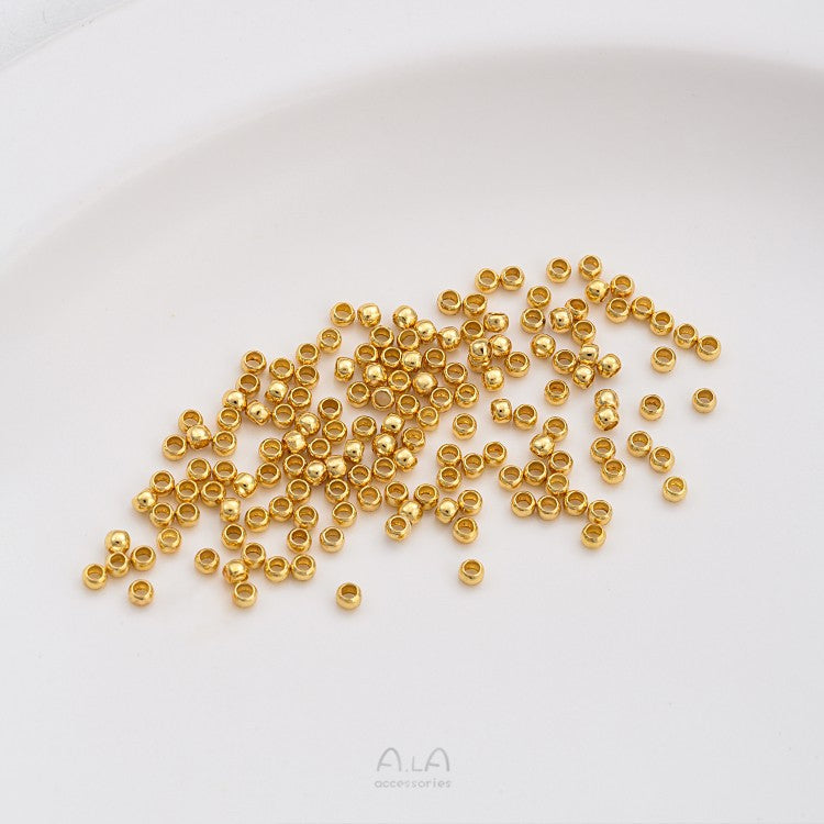 100 Pieces Diameter 1.5mm Diameter: 2.5mm Diameter 3mm Copper 14K Gold Plated Solid Color Polished Beads