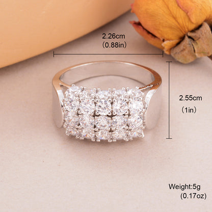 Wholesale Shiny Geometric Copper Inlay 18K Gold Plated Silver Plated Zircon Rings