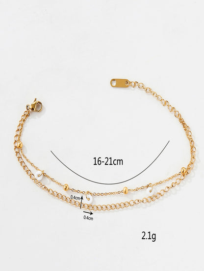 Stainless Steel 18K Gold Plated Simple Style Solid Color Bracelets