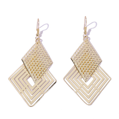 1 Pair IG Style Nordic Style Exaggerated Rhombus Metal Gold Plated Drop Earrings