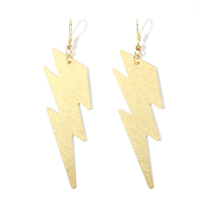 1 Pair Gothic Exaggerated Cool Style Lightning Metal Gold Plated Drop Earrings