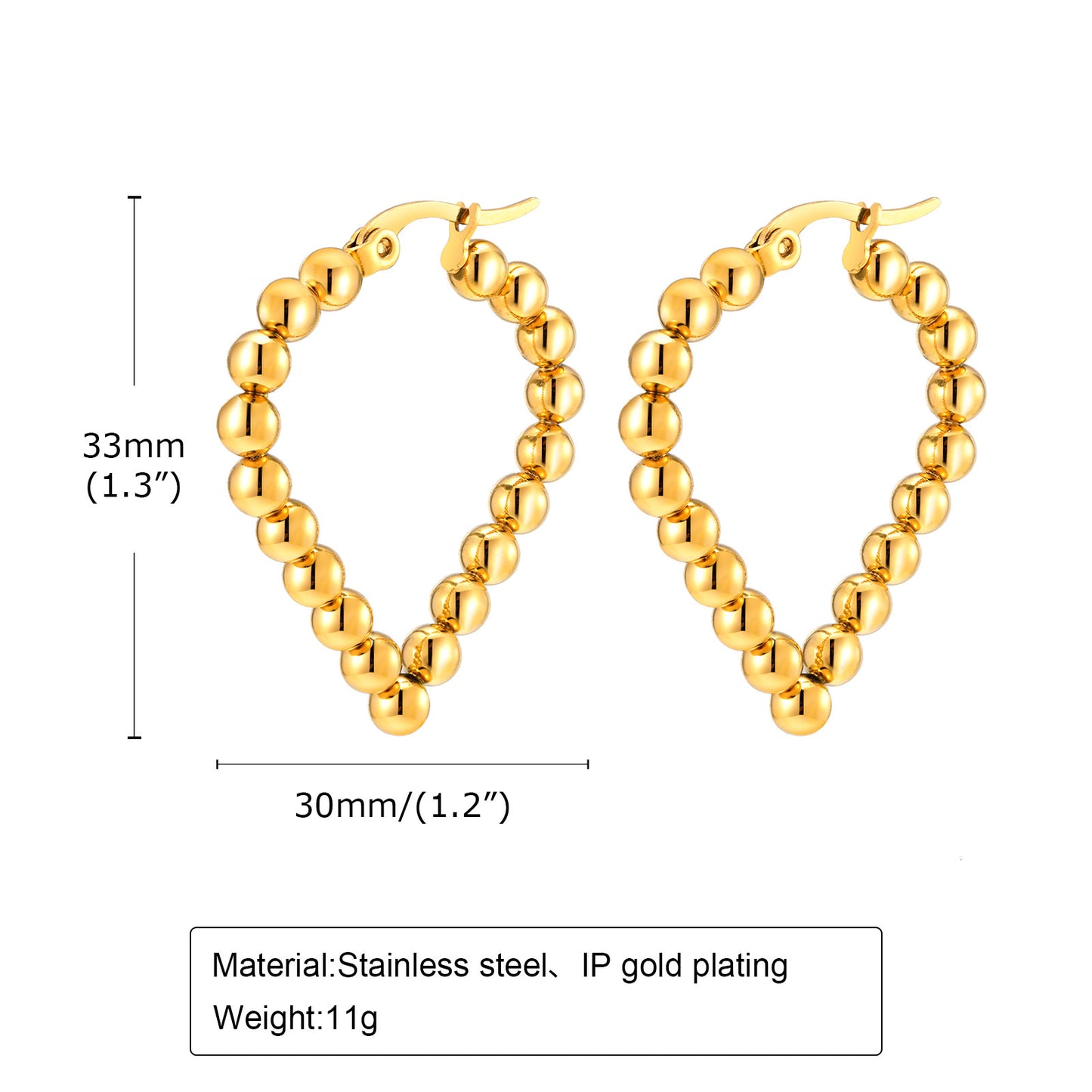 1 Pair IG Style Geometric Stainless Steel 18K Gold Plated Earrings