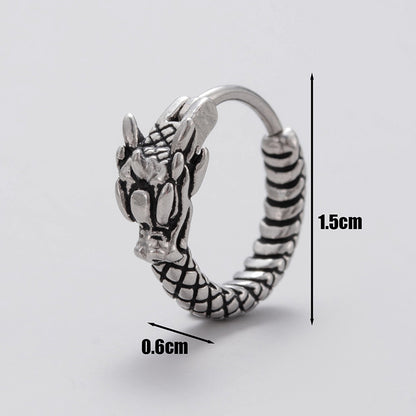 1 Piece Vintage Style Simple Style Snake Dragon 316 Stainless Steel  Ear Studs