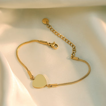 Titanium Steel 18K Gold Plated IG Style Simple Style Commute Heart Shape Beaded Bracelets