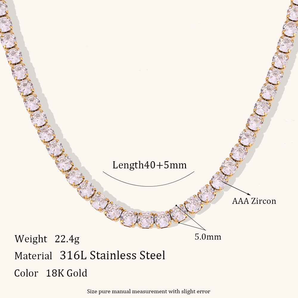 Titanium Steel 18K Gold Plated Elegant Glam Geometric Zircon Necklace