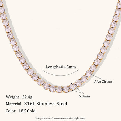 Titanium Steel 18K Gold Plated Elegant Glam Geometric Zircon Necklace