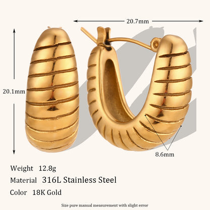 1 Pair Lady Simple Style Irregular Polishing Plating Stainless Steel 18K Gold Plated Hoop Earrings