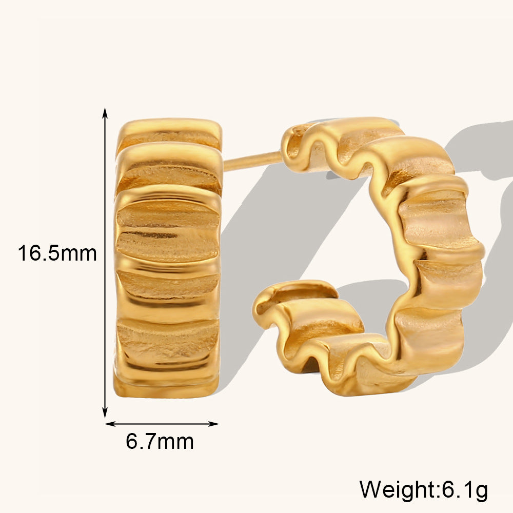 1 Pair Lady Simple Style Irregular Polishing Plating Stainless Steel 18K Gold Plated Hoop Earrings