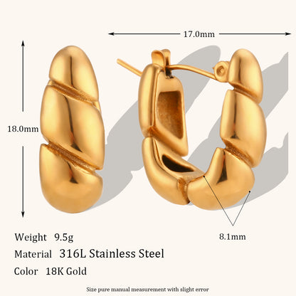 1 Pair Lady Simple Style Irregular Polishing Plating Stainless Steel 18K Gold Plated Hoop Earrings