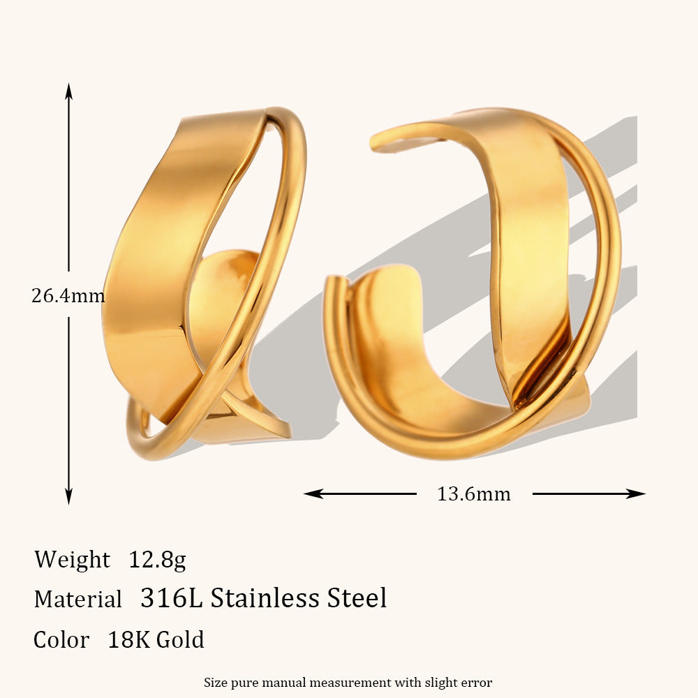 1 Pair Lady Simple Style Irregular Polishing Plating Stainless Steel 18K Gold Plated Hoop Earrings