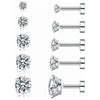 5 Pairs Simple Style Round Plating Stainless Steel Zircon Ear Studs