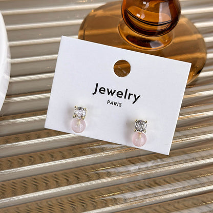 1 Pair Simple Style Geometric Plating Inlay Alloy Copper Zircon Ear Studs