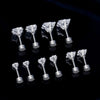 5 Pairs Simple Style Square Plating Stainless Steel Zircon Ear Studs