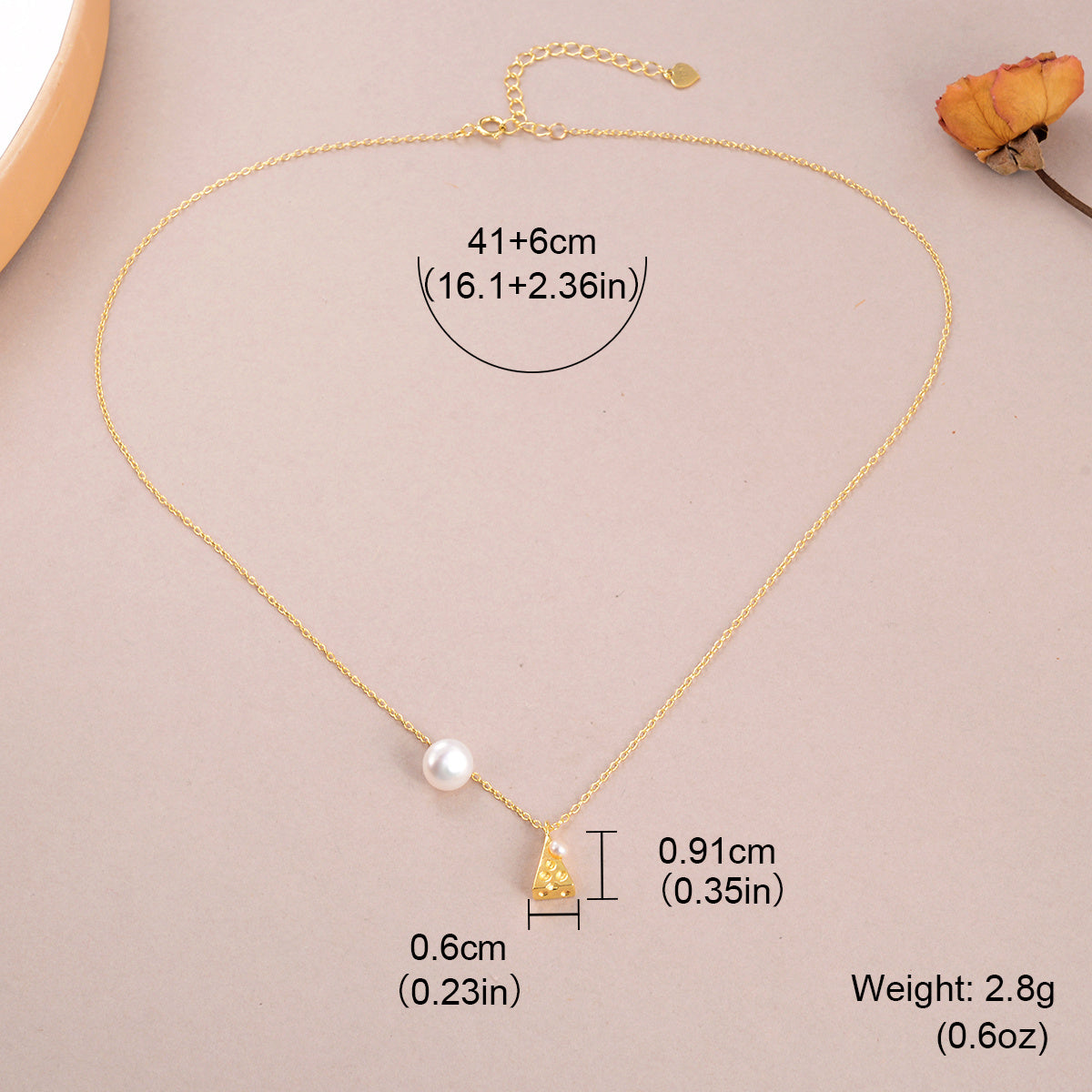 Copper 18K Gold Plated Elegant Pearl Freshwater Pearl Pendant Necklace