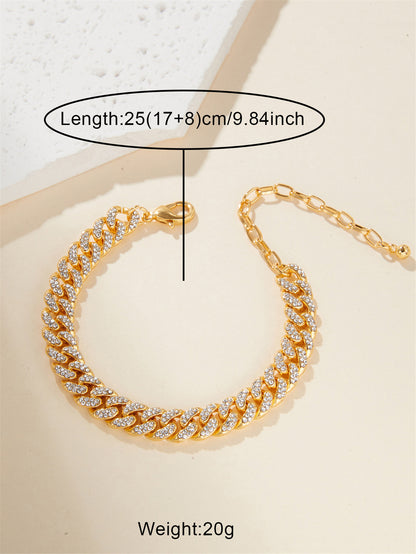 Hip-Hop Beach Geometric Alloy Inlay Rhinestones 18K Gold Plated Unisex Anklet