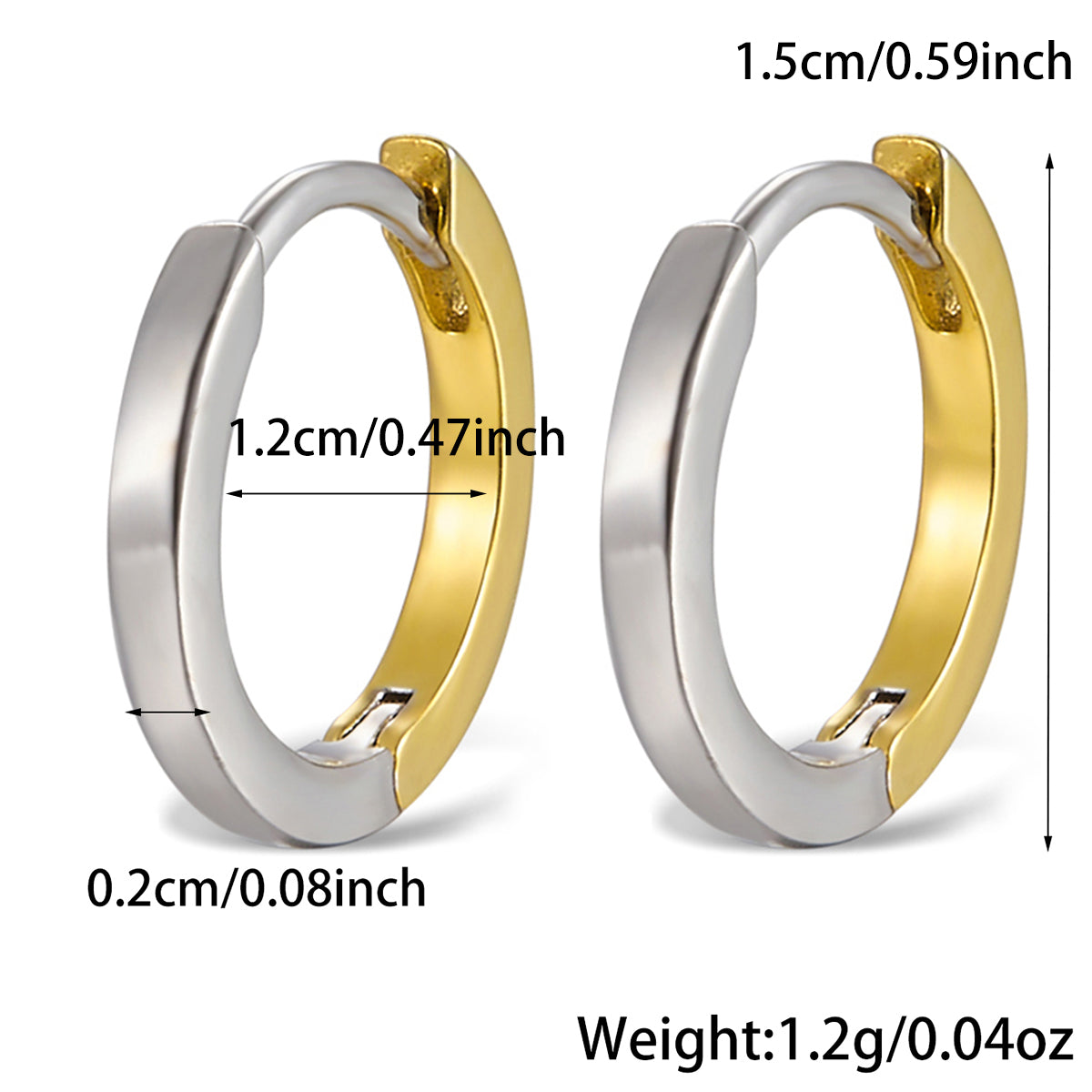 1 Pair Casual Vacation Color Block Sterling Silver White Gold Plated Hoop Earrings