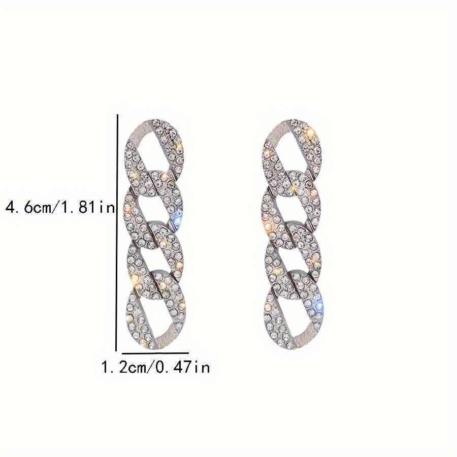 1 Pair Elegant Streetwear Chain Alloy Rhinestones Silver Plated Drop Earrings