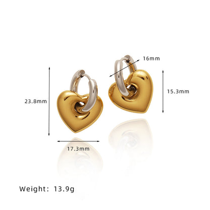 1 Pair Casual Elegant Heart Shape Titanium Steel 18K Gold Plated Drop Earrings