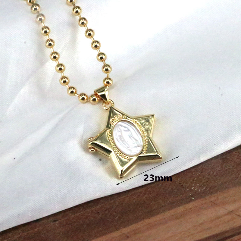Copper Elegant Simple Style Cross Star Heart Shape Plating Inlay Pearl Pendant Necklace