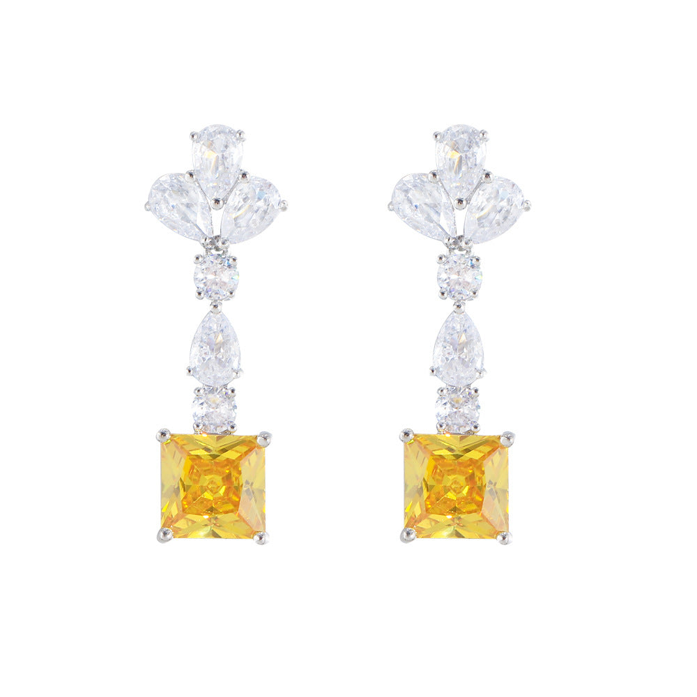 1 Pair Elegant Glam Flower Plating Inlay Copper Zircon White Gold Plated Drop Earrings