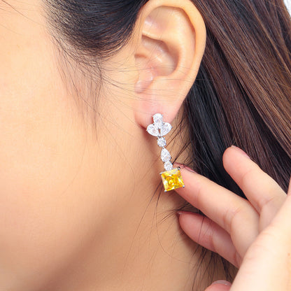 1 Pair Elegant Glam Flower Plating Inlay Copper Zircon White Gold Plated Drop Earrings
