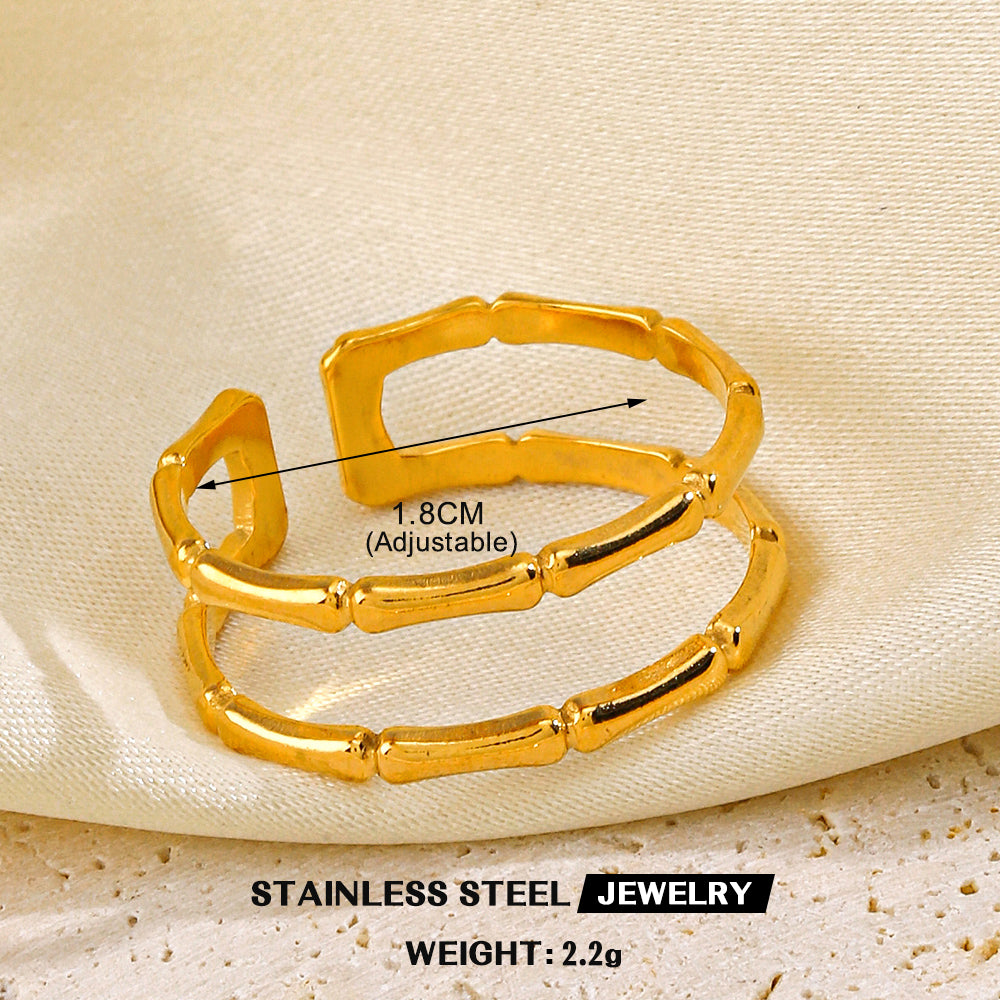 Stainless Steel 18K Gold Plated Simple Style Bamboo Rings Bracelets