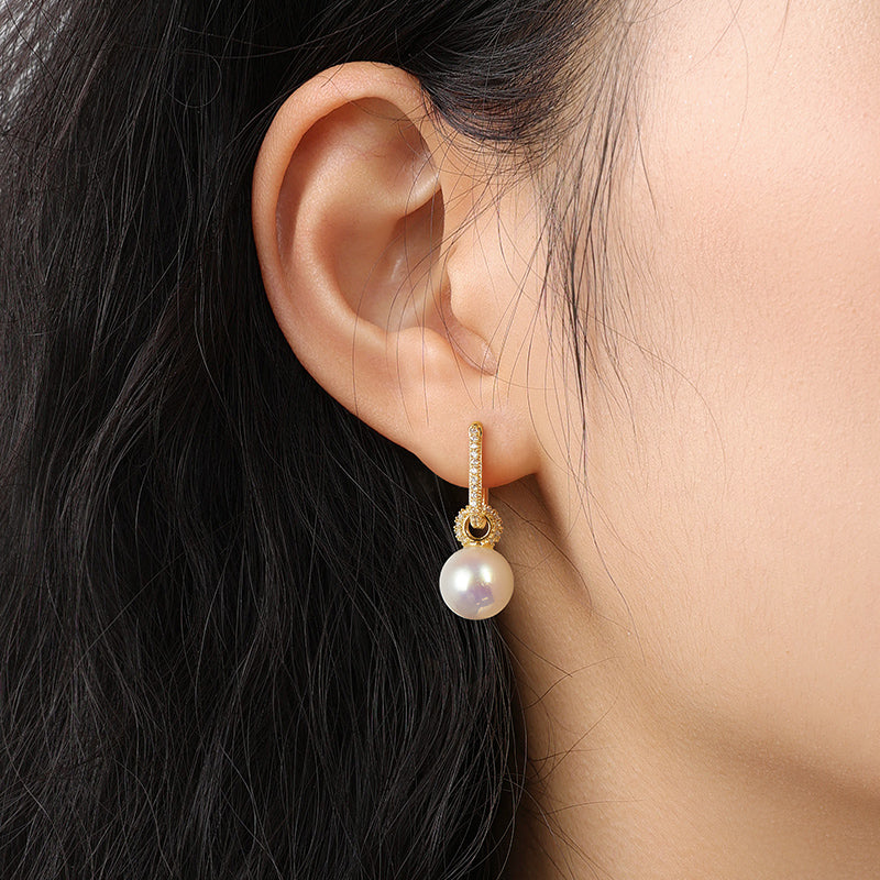 1 Pair Elegant Shiny Geometric Copper Drop Earrings