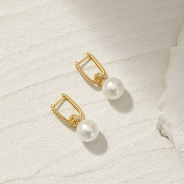 1 Pair Elegant Shiny Geometric Copper Drop Earrings