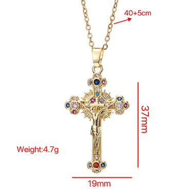 Casual Simple Style Cross Stainless Steel Alloy Polishing Glass Bead Unisex Pendant Necklace