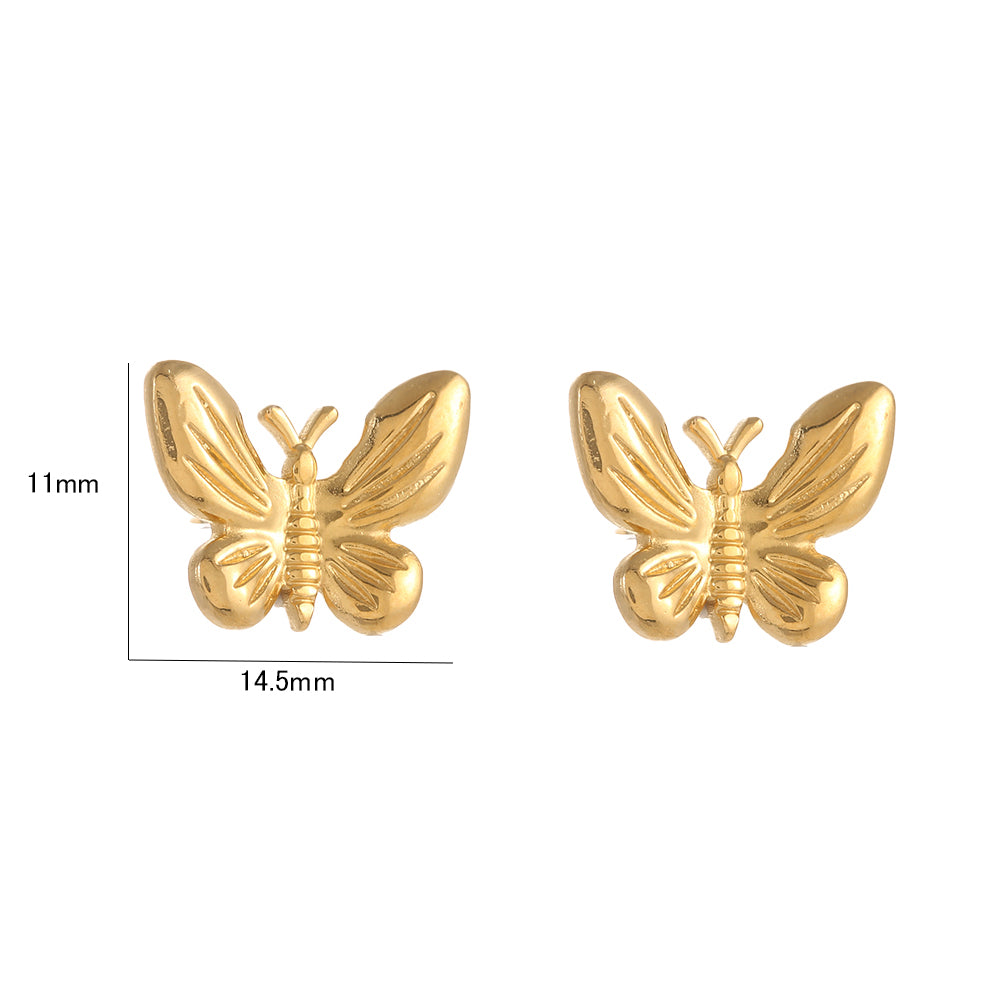 1 Pair Casual Simple Style Sunflower Heart Shape Butterfly Stainless Steel 18K Gold Plated Ear Studs